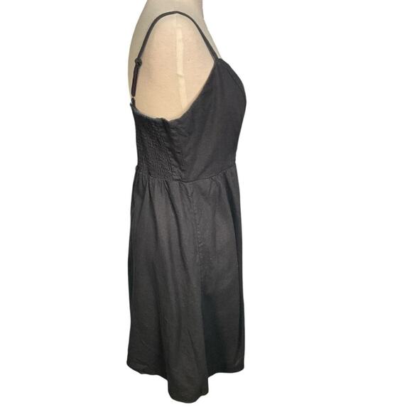 Old Navy Cami Dress Black Brown Button Baby Doll Dress Smock Back Size Large - Picture 5 of 10